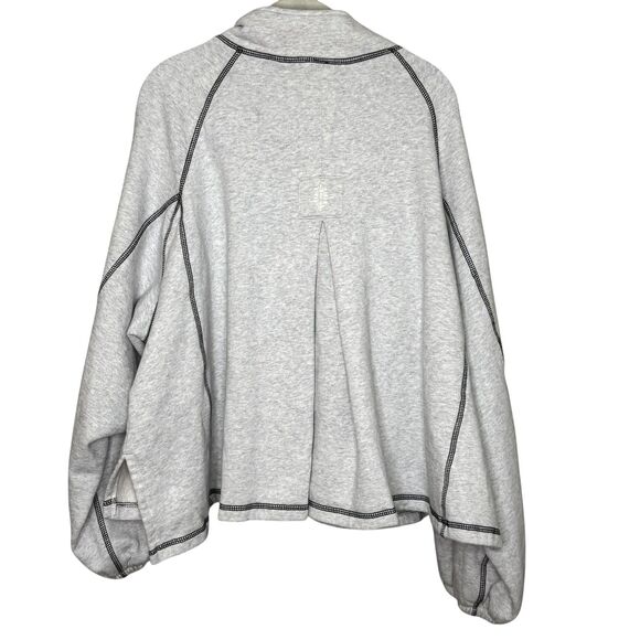 FP Movement Free People Half Court Sweatshirt Large Gray Half Zip Contrast - Picture 6 of 9